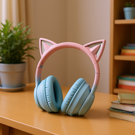 J&Y Wholesale 2025 Cute Cat Ear Wireless Kids Headphones for Bluetooth Foldable Headsets Safe 85dB Volume | JY-BT503A