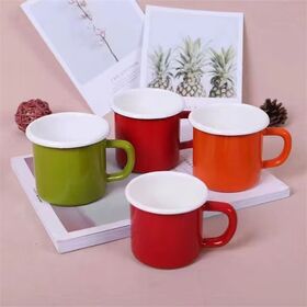 Mug Enamel Custom, Cangkir Kopi Vintage Berkemah Logam Baja Sublimasi 12oz Custom
