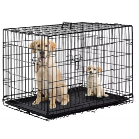 Precio bajo fabricante 24 30 36 42 48 pulgadas metal plegable perro cajas jaula metal plegable perro jaula XXL negro impacto perro jaula