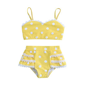 Maillots de bain pour enfants en gros, imprimé à pois, ensemble deux pièces 80-130, vêtements de plage d'été pour enfants, Bikini pour filles
