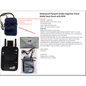 Catálogo de Bolsas de Viaje Deportivas Antirrobo RFID Ocultas de Nylon para el Cuello