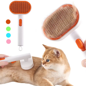 Nuevo diseño del pelo del animal doméstico removedor de acero inoxidable auto-limpieza peine perro gato cepillos mascota limpieza productos de aseo con botón de liberación