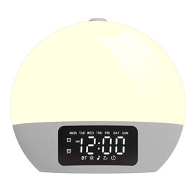 Smart White Noise BT Speaker Dual Alarm Clock LED Wake Light Multi-Color Changing Frequency USB Table Lamp FM Radio Comfortable