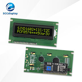 Modul LCM Dot Matrix JXD1602C-IIC VA Yellow Negative IIC/I2C COB 16X2 Berkualitas Tinggi, Layar LCD Karakter Monokrom