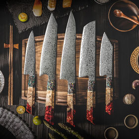 Bestseller Professionelles 5-teiliges japanisches Küchenmesser-Set mit 67 Lagen Damaszener Stahl AUS10 Schneidkern
