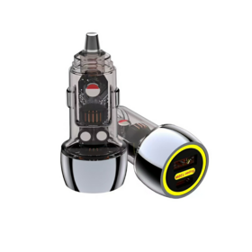Transparent Aluminum Alloy USB Dual Port Car Charger 2-in-1 Type C Metal Car Charger Travel Car Adapter
