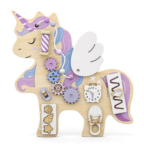 Único unicornio de madera ocupado Junta Montessori sensorial juguete educativo para niños pequeños W12D792
