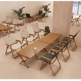 Best-selling Outdoor Foldable Portable Wood Egg Roll Beech Table Camping Picnic Folding Garden outdoor table And Chair Set