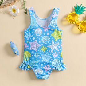 Hot Sales Cartoon Printed Children Swimwear Kids Hot Spring Beach Wear Sun Protection Littler Girls One-piece Swimsuit