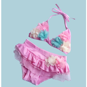 Custom Girls Bikini Flower Design Kids Split Swimsuit Two Pieces Children Swimwear
