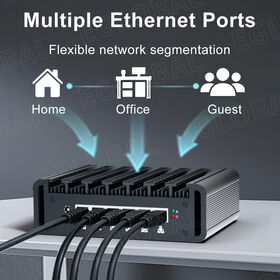 Mini PC In-tel Celeron J6412 Pare-feu Industriel Mini PC Quad Core Nouveau 6* RJ45 LAN Sans Ventilateur DDR4 Type-C Linux PfSense Ordinateurs