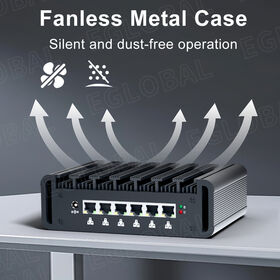 EGLOBAL Fanless Mini Pcs Celeron J6412 Pare-Feu Industriel Mini PC Quad Core Nouveau 6 * RJ45 LAN DDR4 Type-C Linux PfSense Ordinateurs