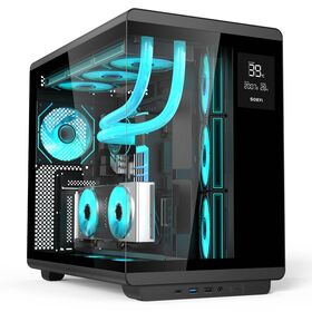 Boîtier PC Gamer SOEYI ATX Tour Complète en Verre Trempé Support Refroidisseur Liquide 360 Boîtier d'Ordinateur de Bureau avec Écran d'Affichage Numérique