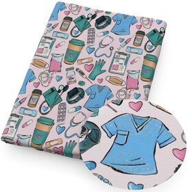 NEW Medical Grade Nurse Printed Cotton Fabric Custom Nurse Theme Fabric for Medical Uniforms Scrub Hats