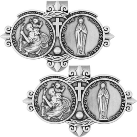 Médaille de Saint-Christophe pour Voiture, Pince de Visière Catholique Saint-Christophe pour Voiture, Pince de Visière Notre-Dame de la Route, Visière Argentée pour Conducteur de Voiture