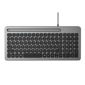 Tragbare USB-Tastatur mit Scherenmechanismus für das Büro, integrierter Halterung für Heim- und Büro-PCs/Laptops/Desktops