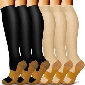 Calcetines de Compresión de Cobre para Mujeres y Hombres, Calcetines Médicos Deportivos para Correr para la Circulación