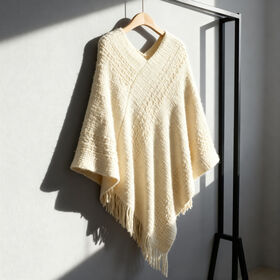 OEM en gros câble blanc tricot frangé châle-adapté pour l'usure quotidienne des femmes et sorties décontractées en automne et en hiver