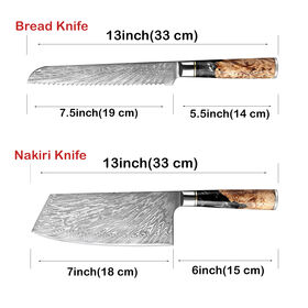 Jeu de couteaux de chef en acier damas lame antirouille avec poignée en résine Vente chaude ustensiles de cuisine