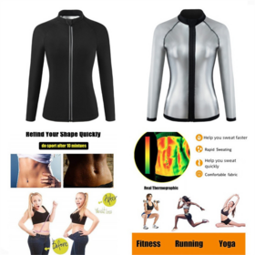 Hochwertiges Sweatshirt zur Körperformung, Laufen, Fitness, Yoga, Saunaanzug, Fettverbrenner, Langarm-Top, Schlankheits-Saunajacke für Damen