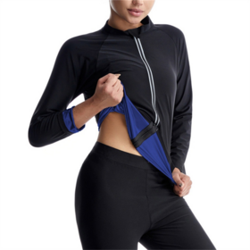 En gros Femmes Manches Longues Léger Fermeture Éclair Sauna Costume Dame Entraînement Combinaisons de Sudation pour Gym Course Fitness