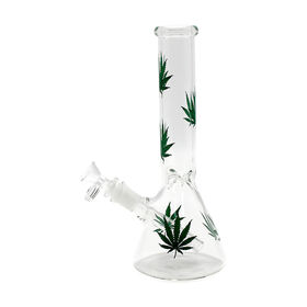 Herb Printed Beaker Base GlassBong | Matte Borosilicate Water Pipe Best sell|wholesale|OEM|Factory Outlet