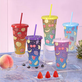 24oz Colorful Plastic Bottle 710ml BPA Free Water Cup Customized Pattern and Color