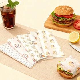 Großhandel Kundenspezifisches bedrucktes Logo Fettbeständiges Wachspapier für Lebensmittel, Burger, frittiertes Hähnchen und Pommes Frites