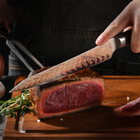 Couteau de cuisine professionnel japonais Sakimaru avec manche en bois de kaki - Couteaux d'office et de désossage