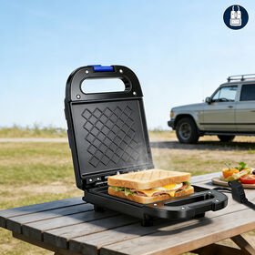 Mesin Pembuat Sandwich Portabel 12V untuk Perjalanan Mobil, Panggangan Anti Lengket Kompak 350W dengan Indikator Panas