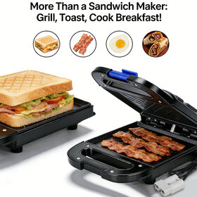 350W High Power 12V DC Car Sandwich Grill Fast Heating for Truck Drivers with Non-Stick Plates