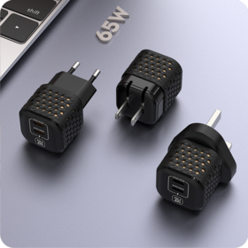 شاحن USB C بقوة 65 واط، تصميم فائق الصغر مع تبديد حرارة، شاحن حائط GaN بمنفذين لأجهزة iPhone واللابتوبات والأجهزة اللوحية والهواتف، محول سفر