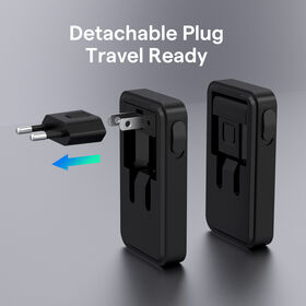 Adaptador de Viaje Compacto Ultra 65W Desmontable y Plegable con 3 Puertos, Cargador de Pared GaN para iPhone, Laptops, Tablets y Teléfonos