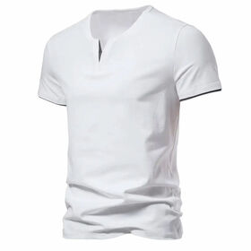 100% Cotton Plus Size Men's T-shirts V-Neck Plain Sublimation Custom Made Blank Oversized Men T-shirt