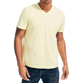 Men Solid V-Neck Short Sleeve T-Shirts Heavy Comfort Big and Tall Cotton Breathable Men's T-Shirts