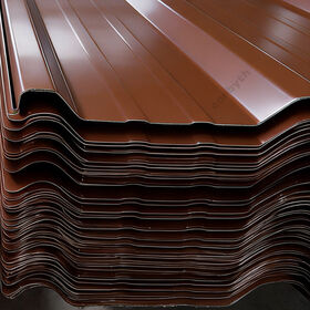 Brown Corrugated Metal Roof Tiles Anti Corrosion Construction Tile
