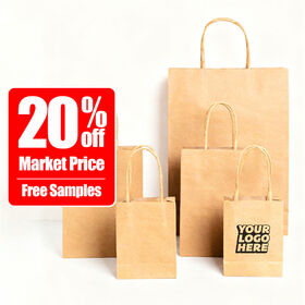 Sac en Papier Kraft Personnalisé avec Poignée Découpée pour Emballage Cadeau et Shopping - Sac en Papier Écologique et Biodégradable