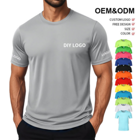Camiseta de secado rápido para hombre al por mayor con logo personalizado - Camiseta deportiva transpirable de cuello redondo que absorbe el sudor