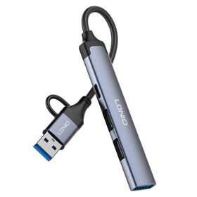 Docking Station DS-64C: Transmisi Data USB-A ke 3x USB 2.0 + Audio 3.5mm & Dukungan Pengisian Daya Ponsel, Kompatibel Mac, Windows