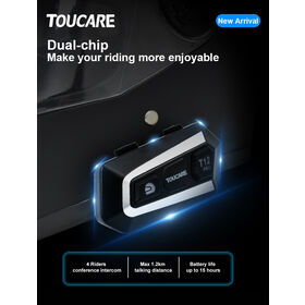 TOUCARE T12 Mesh Intercom 32-Rider 1.2KM IP67 DSP Noise Cancellation for Group Touring
