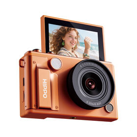 Kamera Retro CCD 4K 2,8 inci dengan Layar Flip 180°, 48MP, Anti-Shake, Flash Bawaan, Tripod, dan Lampu Kecantikan Magnetik