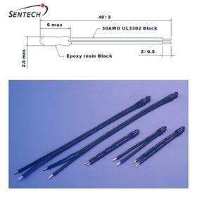 Termistor NTC de 10k ohmios de alta precisión con cables flexibles para fácil montaje y detección de temperatura estable en espacios reducidos.