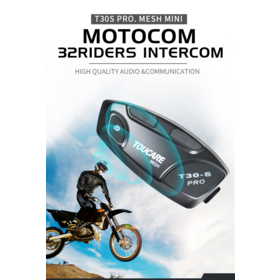 TOUCARE T30S PRO Mesh Motorradhelm-Intercom, wasserdichtes Bluetooth-Headset mit Geräuschunterdrückung, Langstrecken-Stereo-Intercom für 32 Fahrer