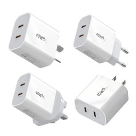 Carregador USB-C Carga Rápida QC 3.0 Dual PD, Adaptador Tipo C Carregador Rápido para Celular, Adaptador de Energia PD para Telefone