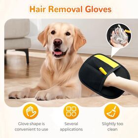 Dual-Surface Pet Hair Remover Glove, Comfortable Mesh Deshedding Mitt with Non-Slip Strap for Small Large Dogs and Cats Grooming