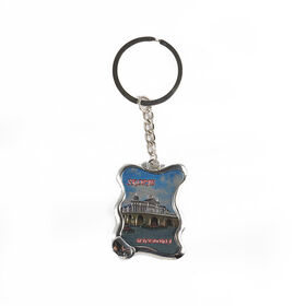 Chaveiro personalizado em liga de zinco die-cut com acabamento esmaltado durável, anel de chave de lembrança para presente de Natal