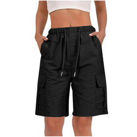 Short Cargo Femme Été Léger Taille Haute Élastique - Pantalon Short Multi-Poches Trekking Randonnée