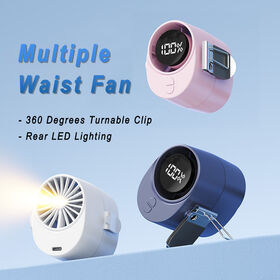 Neuer multifunktionaler Taillenlüfter für Reisen/Outdoor/Camping, tragbarer Clip-Ventilator mit HD-Klar-LED-Anzeige, drehbarem Clip-Ständer