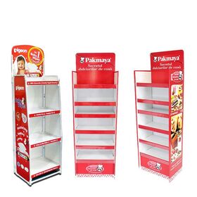 Display Lantai Karton Modern yang Dapat Disesuaikan untuk Desain Bergelombang Tahan Lama untuk Produk Makanan Ringan Eceran Iklan