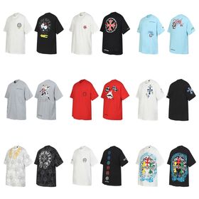 CH Hearts Matty Boy Men's Oversized T-Shirt Luxury Cross Print Short Sleeve Casual Tops for Fashionable Daily and Street Style